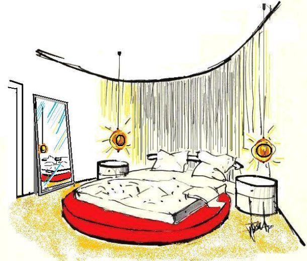 disegno di letto rotondo